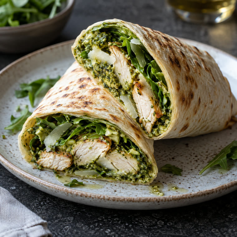 Illustrative photograph of Chicken Pesto Wrap