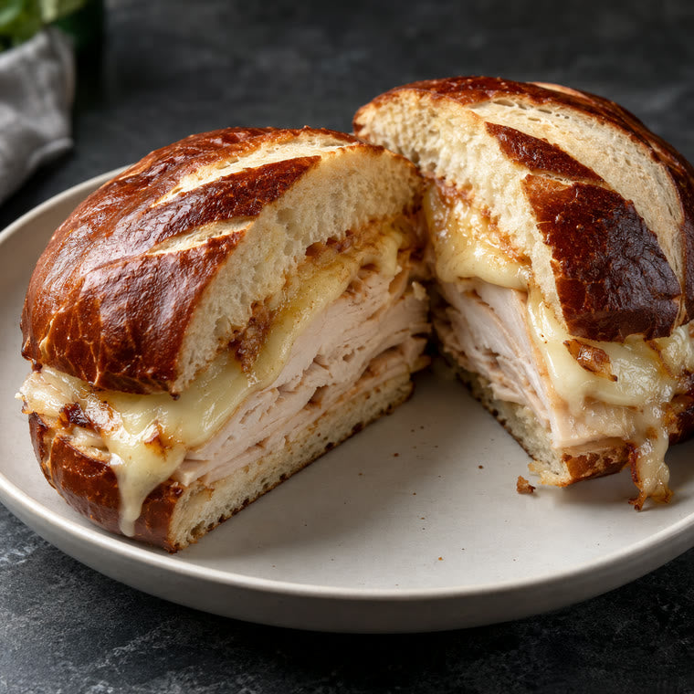 Illustrative photograph of Turkey Pretzel Melt